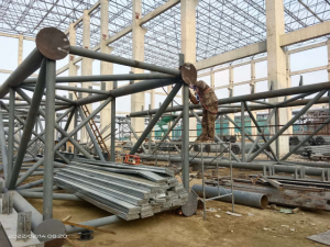 泰安电厂工程系列报道——57米管桁架格构柱分段加工 即将完成输煤栈桥主体结构